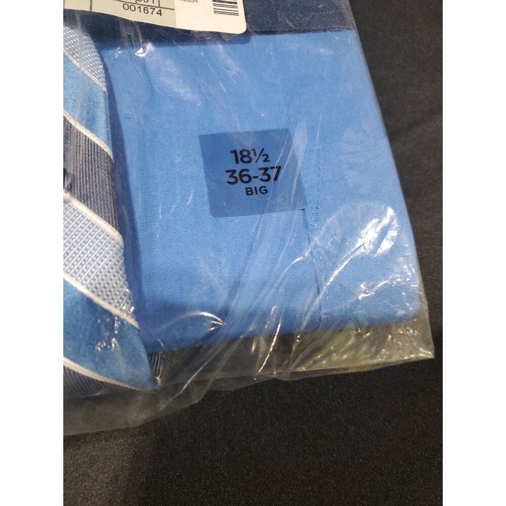 New 18.5 Stafford Easy Care Dress Shirt W/ Crafted Tie Palace Blue 36-37 Big - Picture 6 of 9